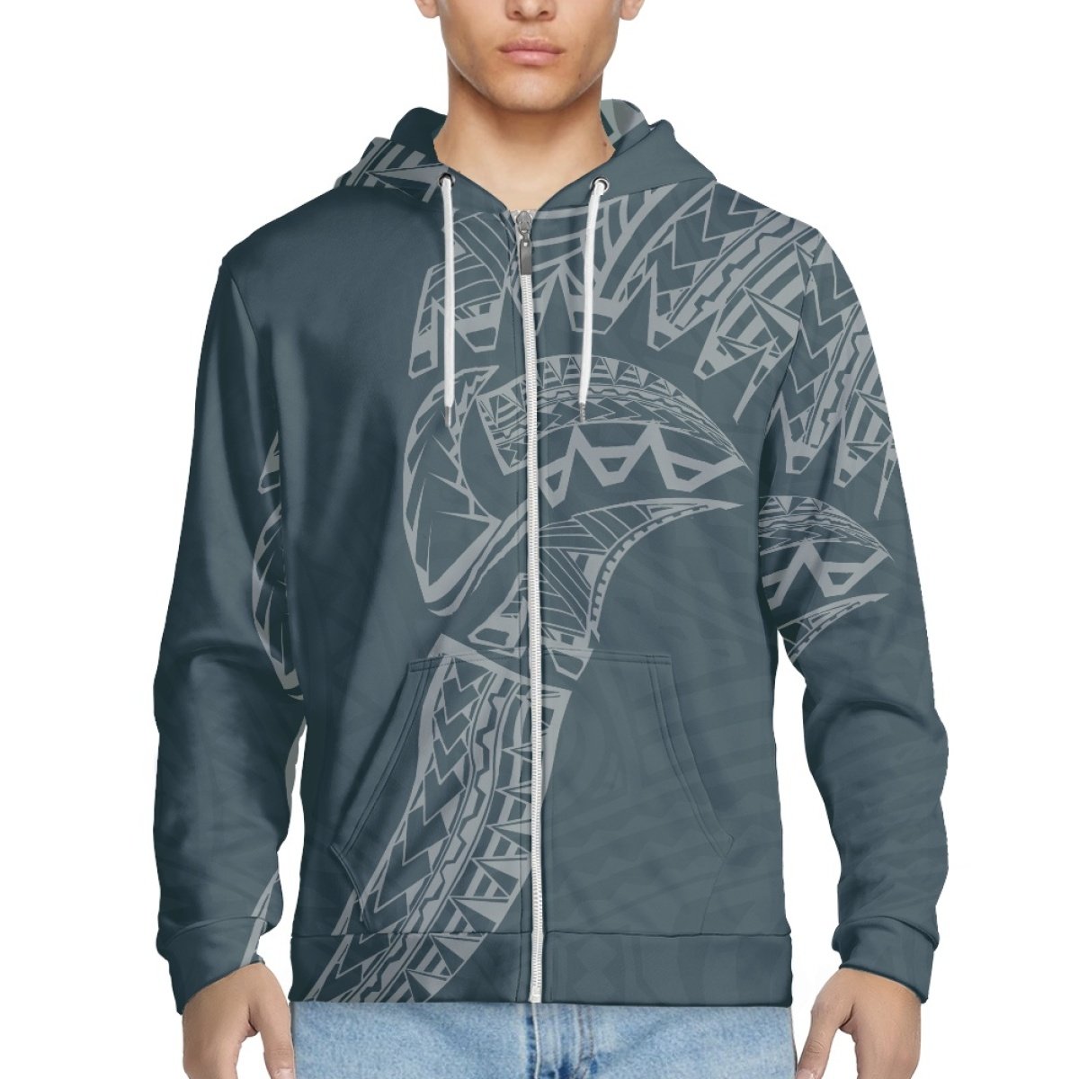 2024 Latest Hot Sale Air Layer Men's Zipper Sweatshirt Print On Demand Custom Polynesian Fashion Loose Plus Size Men's Hoodie