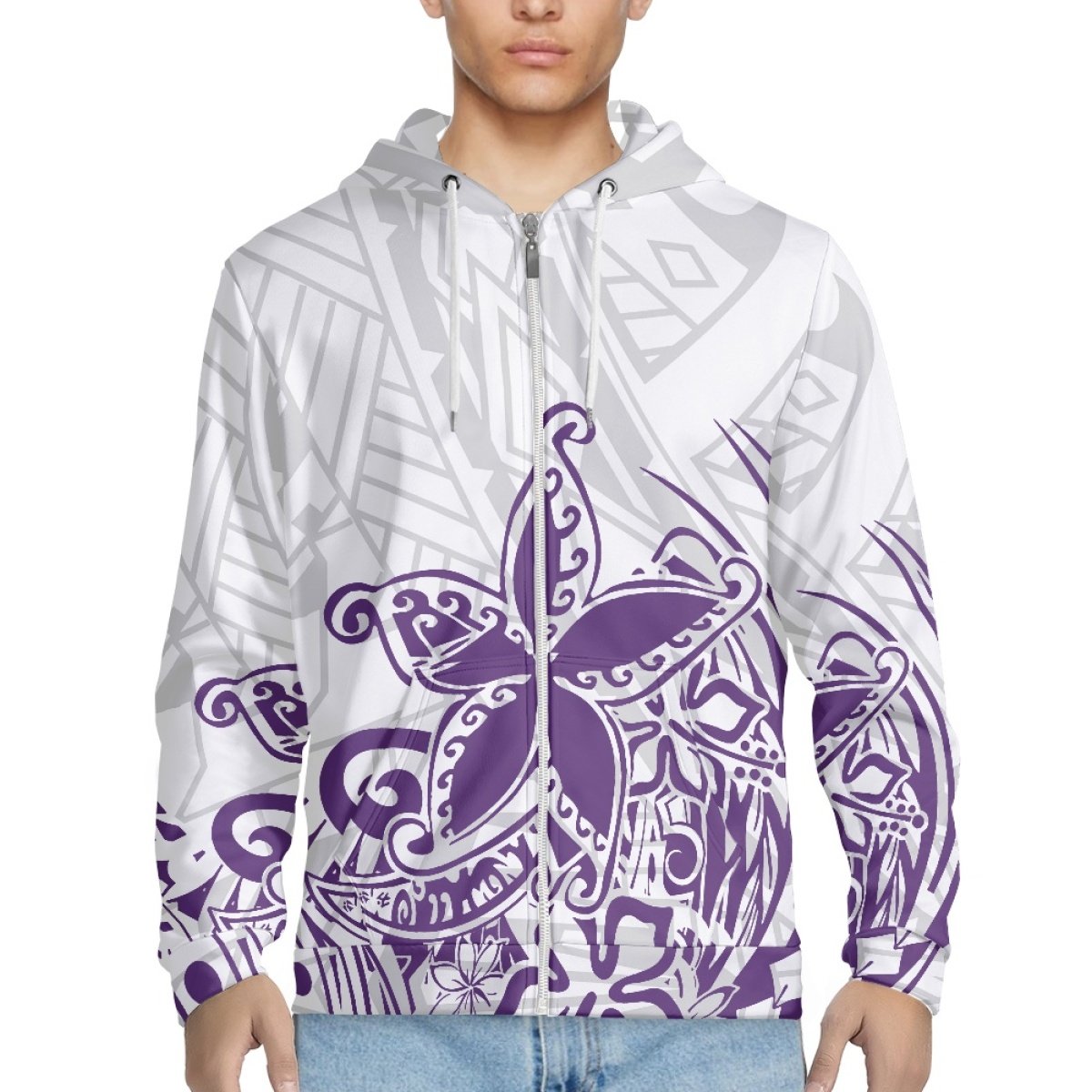 2024 Latest Hot Sale Air Layer Men's Zipper Sweatshirt Print On Demand Custom Polynesian Fashion Loose Plus Size Men's Hoodie