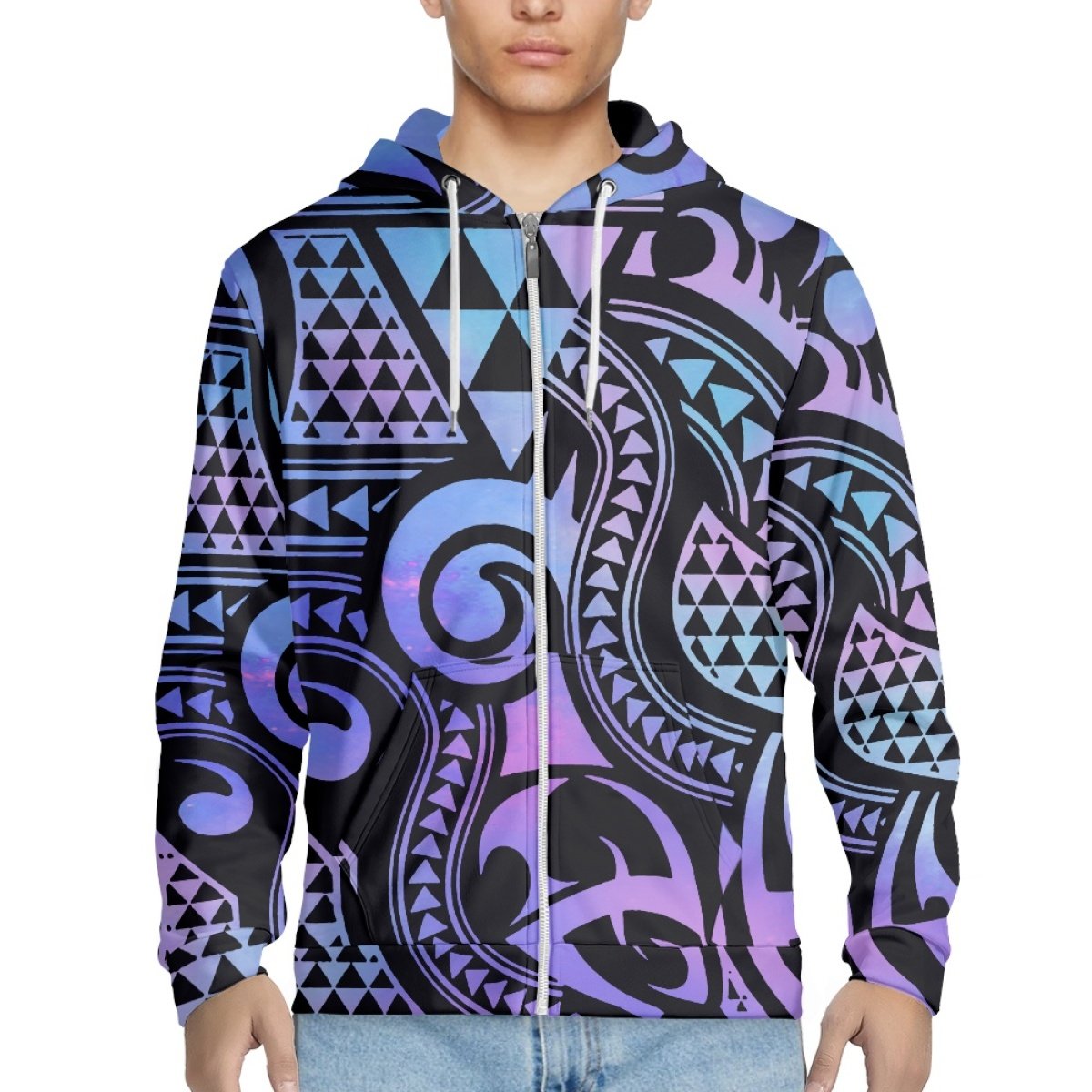 2024 Latest Hot Sale Air Layer Men's Zipper Sweatshirt Print On Demand Custom Polynesian Fashion Loose Plus Size Men's Hoodie