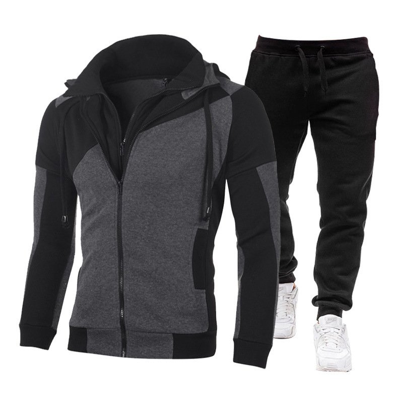 PASUXI High Quality Zipper Jacket Private Label Tracksuits Custom Tracksuit Set Sew Logo Mens Hoodie Sets