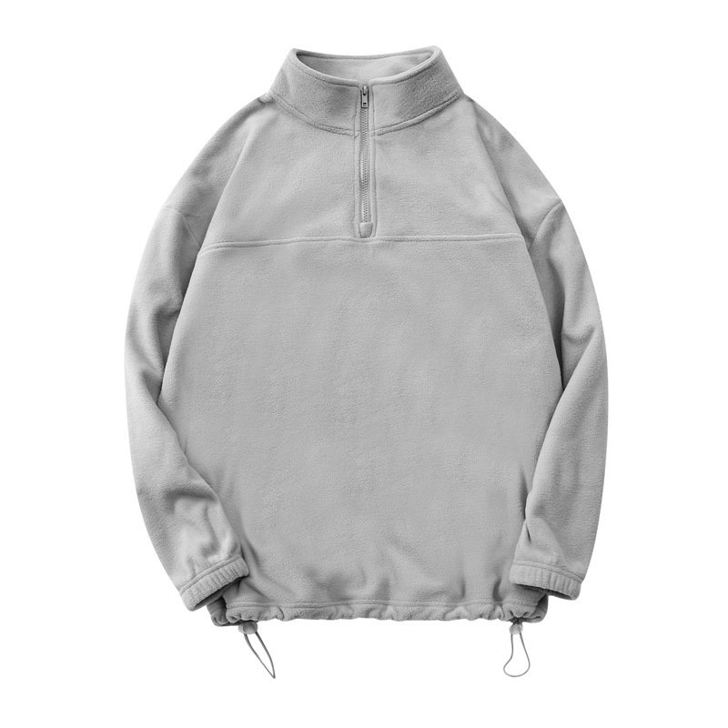 Custom high quality men's polar fleece hoodies quarter zip stand collar sweatshirt pullover plain hoodies