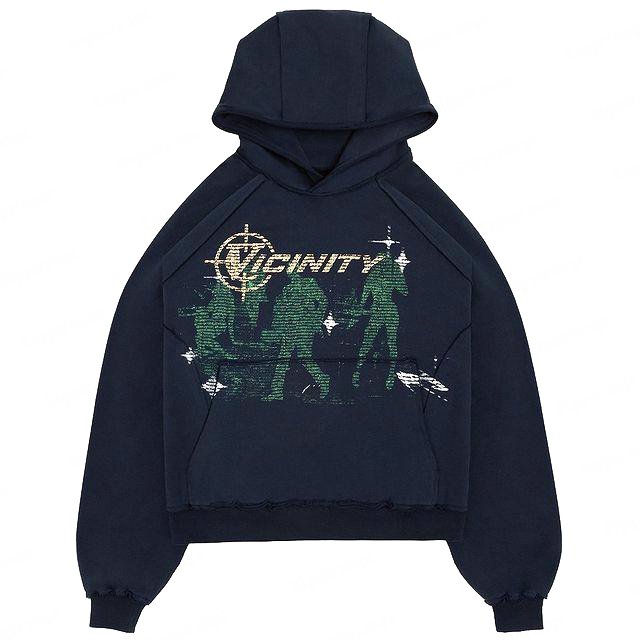 Hot sale acid wash zip up hoodie Personality street Harajuku anime print custom full zip hoodies