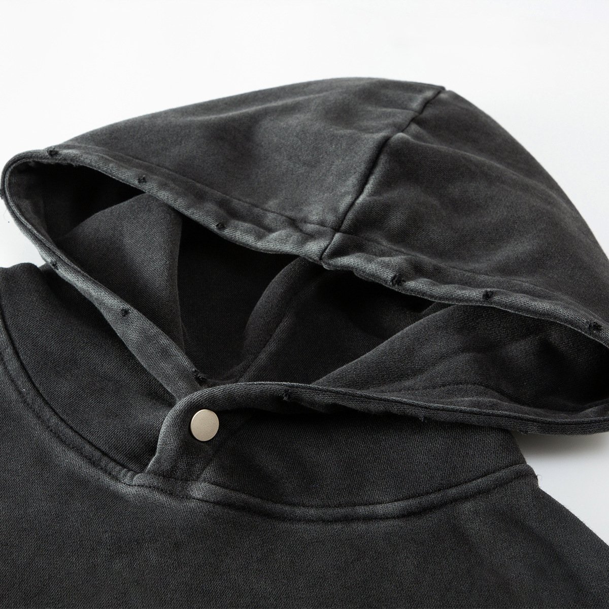 H5304 Hoodie Manufacturer Custom 100% Cotton 420g Button Collar Vintage Washed Hoodies Men's Hoodies