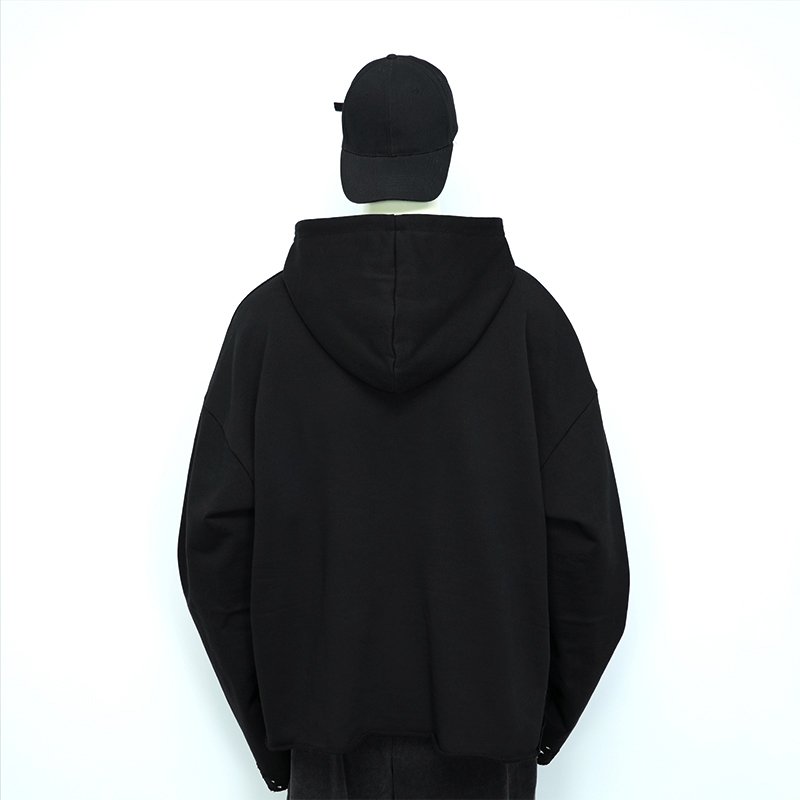 men's french terry custom cropped 500 gsm distressed heavyweight puff printing boxy oversize hoodie men