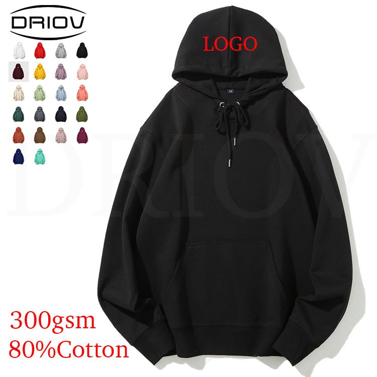 Autumn 300g 80% cotton thin blank hoodie manufacturer casual solid heavyweight hoodie custom men's hoodies