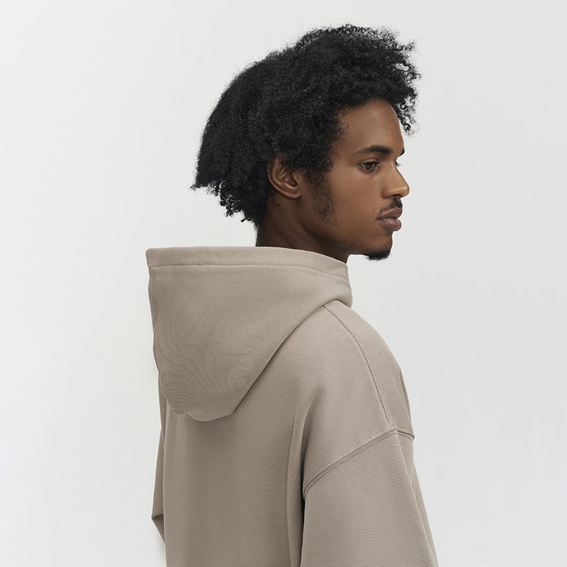 Men's Oversized Drop Shoulder Custom Logo Plain Hoody Sweatshirts 440G Cotton Plain Black Pullover Hoodies