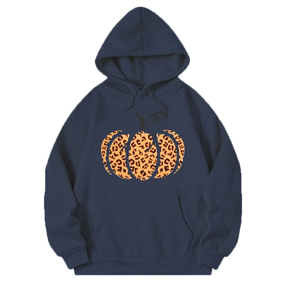 Leopard Pumpkin Print Vintage Tops Fall Sweatshirt Thanksgiving Pullover Hoodie For Men's Women's