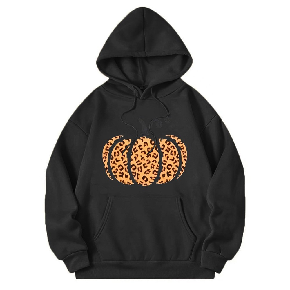 Leopard Pumpkin Print Vintage Tops Fall Sweatshirt Thanksgiving Pullover Hoodie For Men's Women's