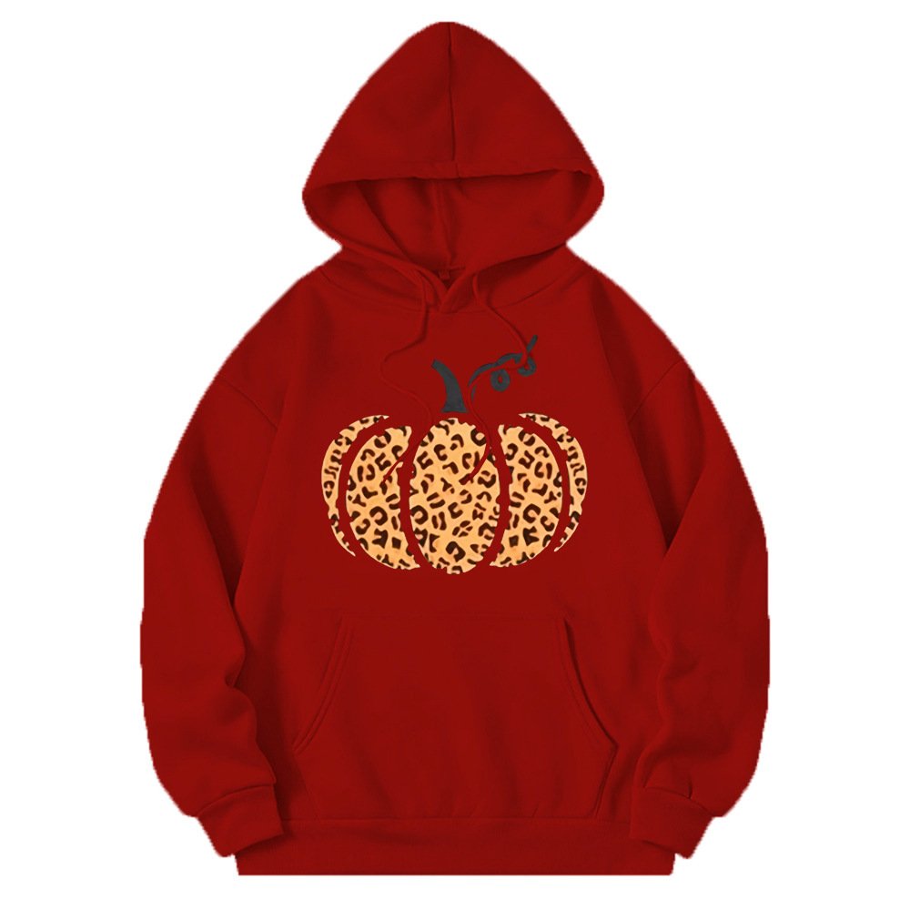 Leopard Pumpkin Print Vintage Tops Fall Sweatshirt Thanksgiving Pullover Hoodie For Men's Women's