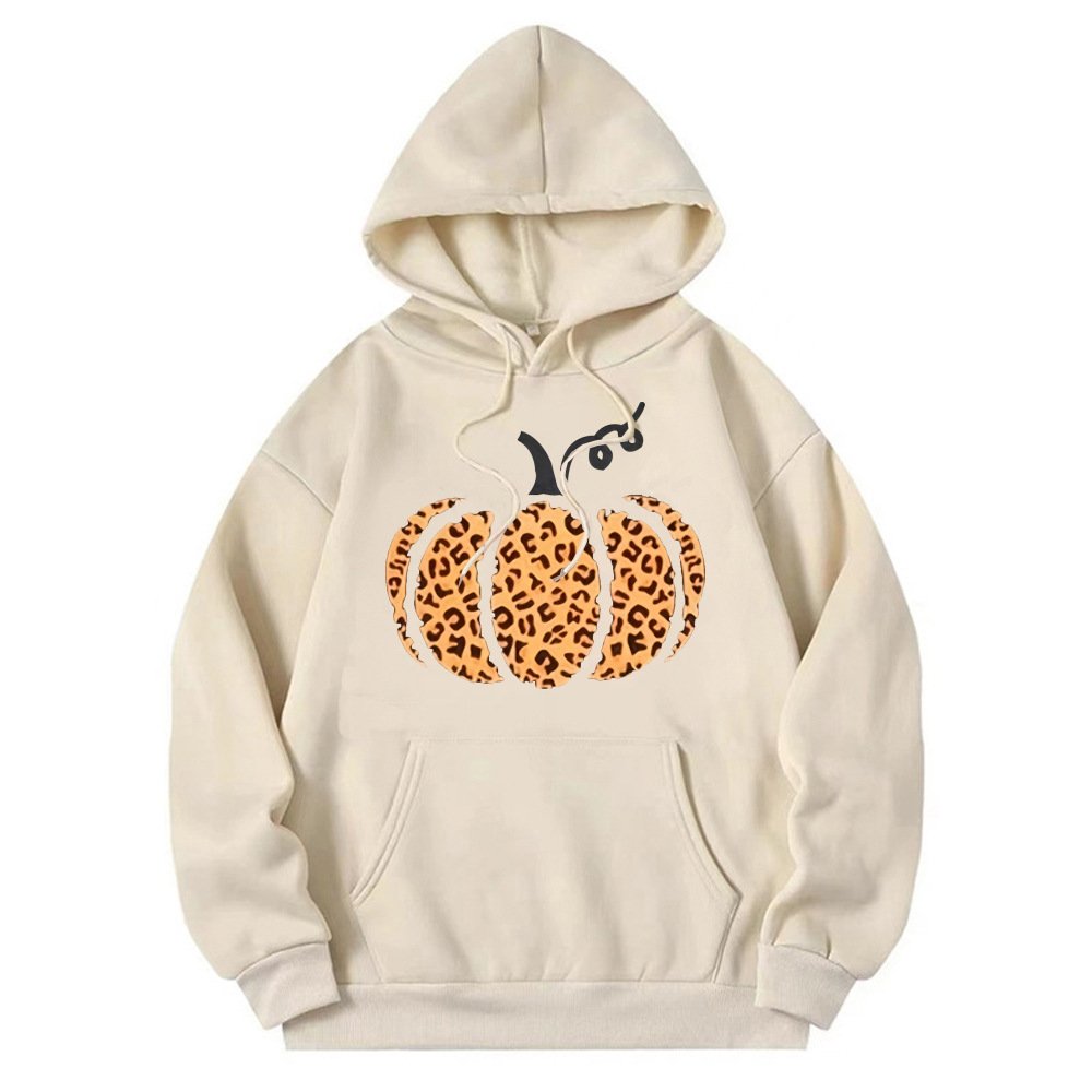 Leopard Pumpkin Print Vintage Tops Fall Sweatshirt Thanksgiving Pullover Hoodie For Men's Women's