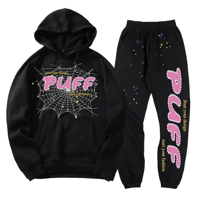 Custom Logo Men Hoodie and Jogger Set Unisex Tracksuit Sweatsuit Streetwear Puff Print Hoodie And Sweat Pants Set