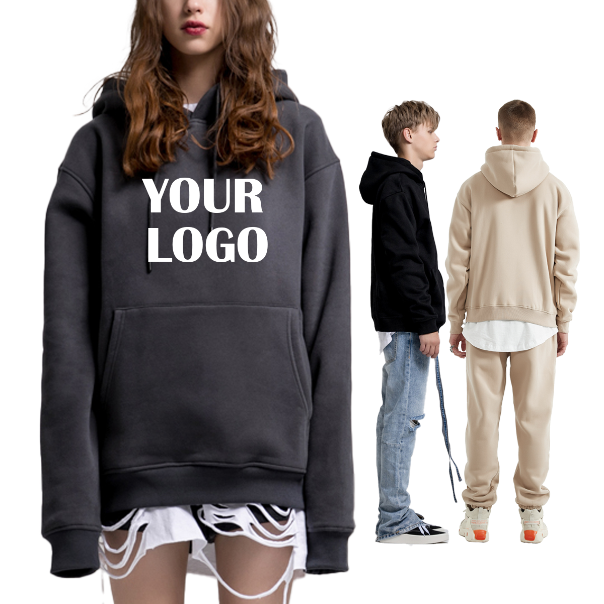 High Quality Custom Logo Cotton hooded pullover sweatshirt premium heavy fleece oversized hoodie men's hoodies