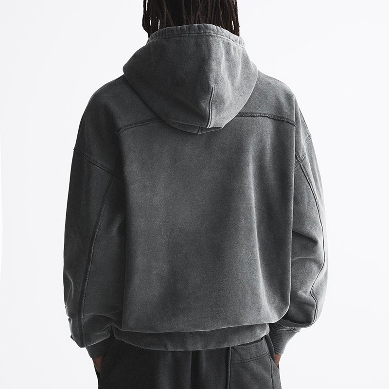 men's hoodies sweatshirt custom printing 100% cotton oversized drop shoulder streetwear hoodie heavyweight vintage washed hoodie