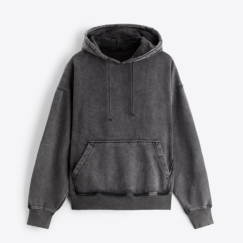 men's hoodies sweatshirt custom printing 100% cotton oversized drop shoulder streetwear hoodie heavyweight vintage washed hoodie