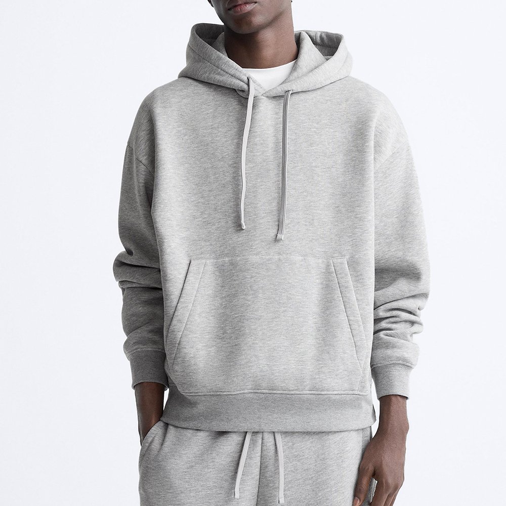 High Quality Blank Cropped Hoodies String Long Sleeve Casual Pullover Sweatshirts Navy 460% Cotton Fleece Men's Hoodies