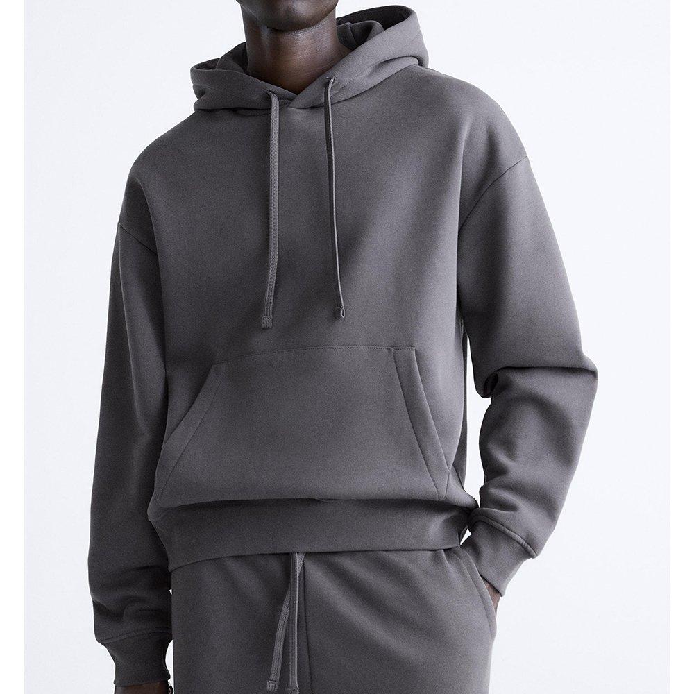 High Quality Blank Cropped Hoodies String Long Sleeve Casual Pullover Sweatshirts Navy 460% Cotton Fleece Men's Hoodies