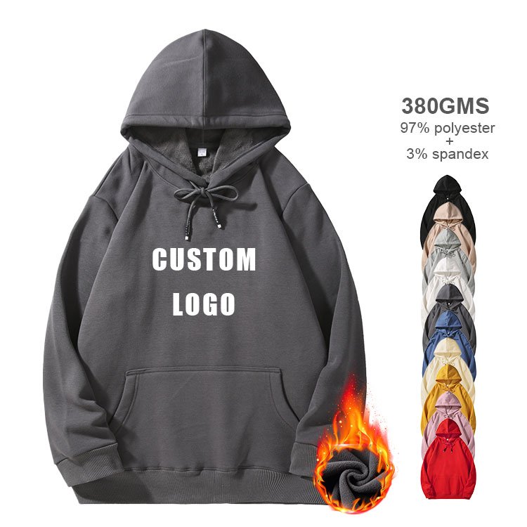 High Quality 360gsm Cotton Polyester Oversize Hoodie Drop Shoulder Plain Blank Custom Men Hoodies