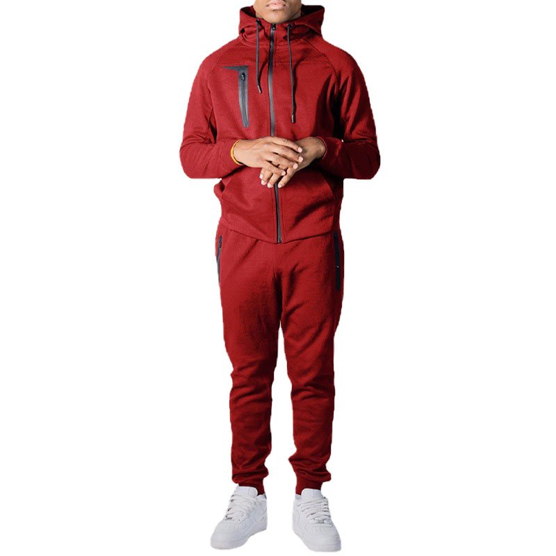 Wholesale Mens Sweat Suits Zips 2 Pieces Hoodie Set Jogging Suit Tech Fleece Track Suit Custom Logo Jacket Tracksuits For Men