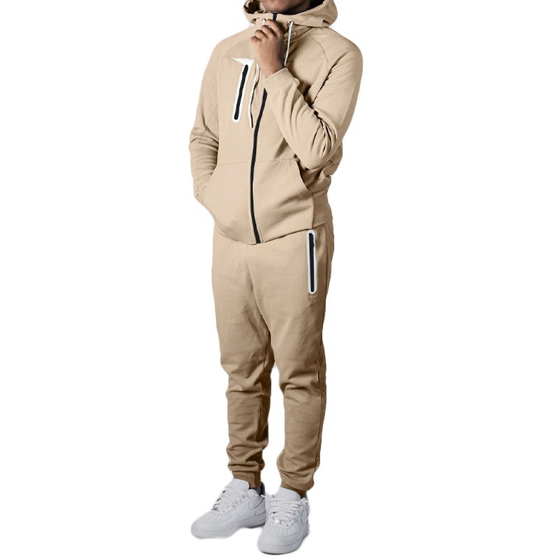 Wholesale Mens Sweat Suits Zips 2 Pieces Hoodie Set Jogging Suit Tech Fleece Track Suit Custom Logo Jacket Tracksuits For Men