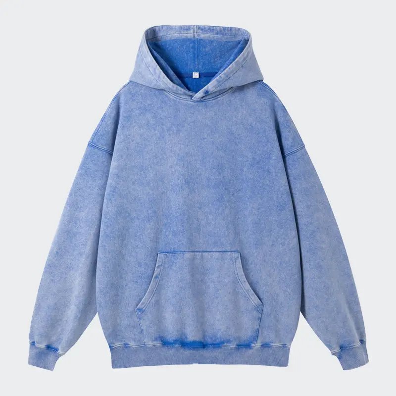 High quality 100%cotton vintage plus size men hoodie fashion acid wash hoodie stone washed heavy weight oversized hoodie