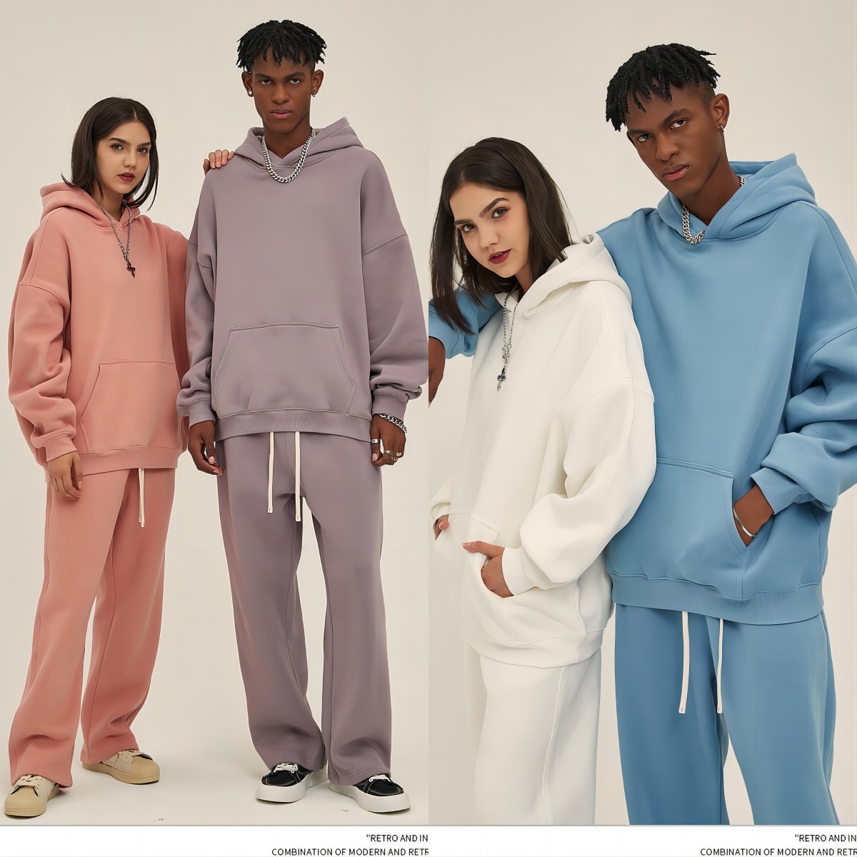 LS heavyweight 400gsm Oversized Men's Pullover Hoodies Loose plush Fashion Sweater Men's Fashion Brand no string hoodies