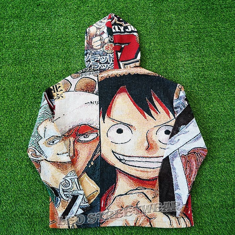 Fall Autumn Anime Tapestry Hoodies Sweatshirts Tapisserie Blanket Woven Heavy Cotton Oversized Cartoon Hoodie Men