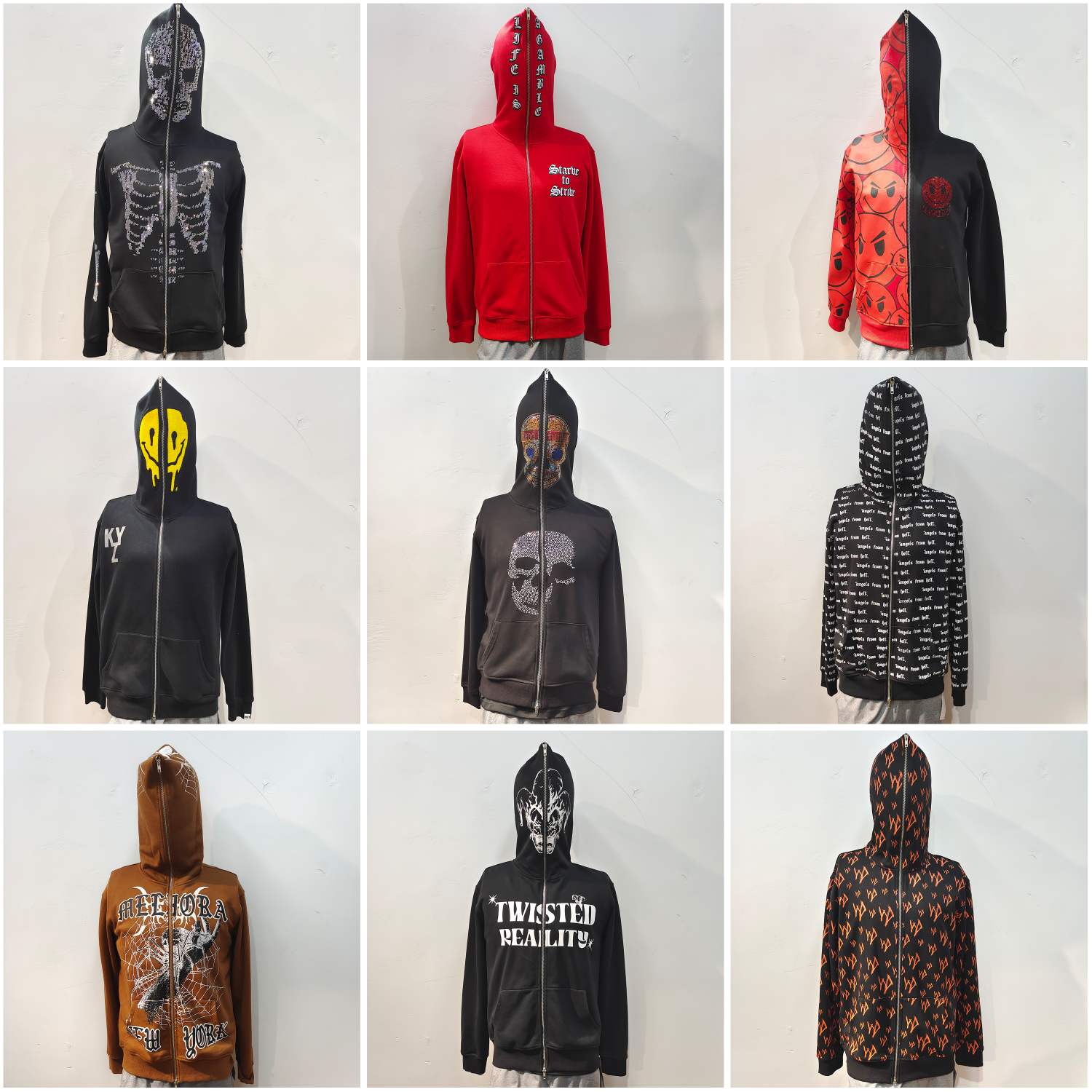 Men's Pullover Oversized Zipper Unisex Heavy Weight 100% Cotton Fleece Black Custom Full Zip Up Blank Full Face Zip Hoodie