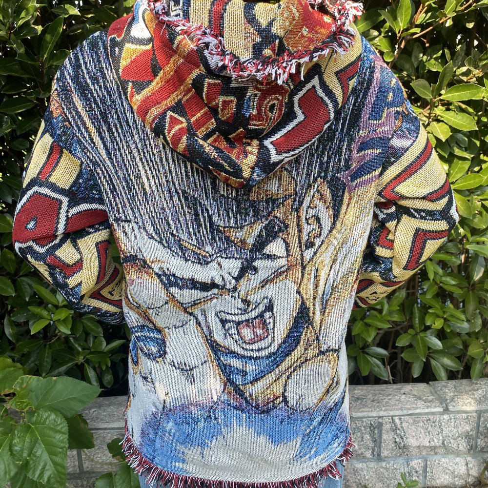 High Quality Hip Hop Streetwear Thick Plus Size Tapestry Hoodie Custom Oversized Men's Jacquard Woven Sweatshirts Hoodies