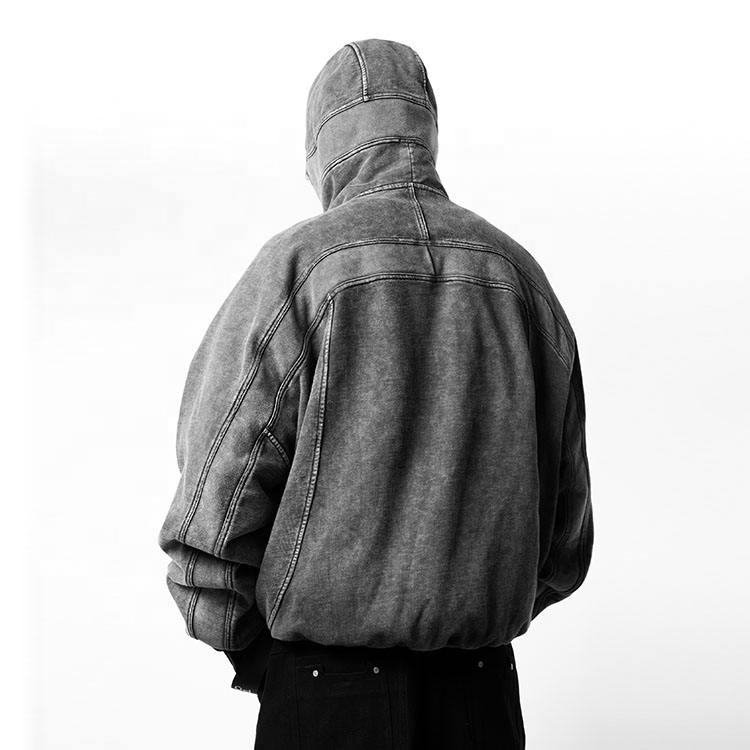 Manufacturers Custom 400gsm Sweatshirts Oversized Cropped Raw Hem cut off edge Streetwear clothing Acid Wash Men's Hoodies