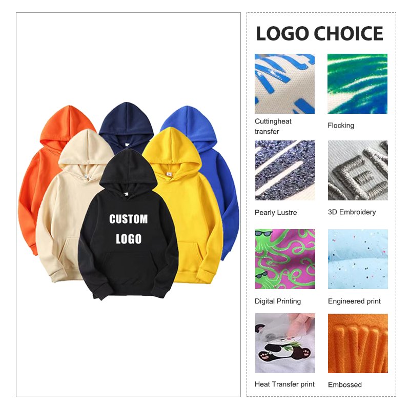 High Quality Custom Logo 100% Cotton Heavyweight Embroidered Pullover Men's Hoodies and Sweatshirts