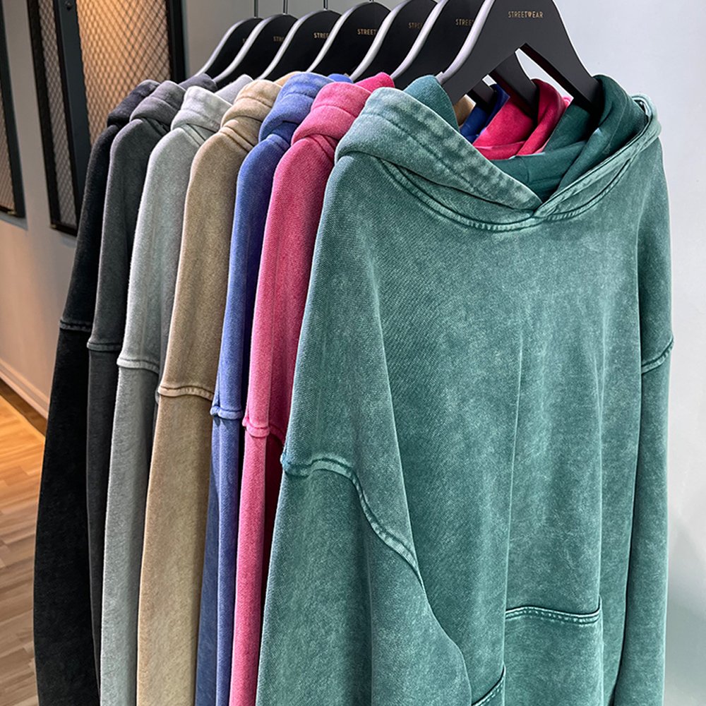 Clothing Manufacturers Cotton Acid Washed Unisex Series Washing Old Sweater Stone Washed Vintage Men's Hoodies & Sweatshirts