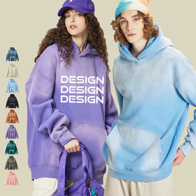 New Arrive 100%Cotton Blank Men's Hoodies Custom Logo Streetwear Oversized Acid Washed Hoodies High Quality Vintage Wash Hoodies