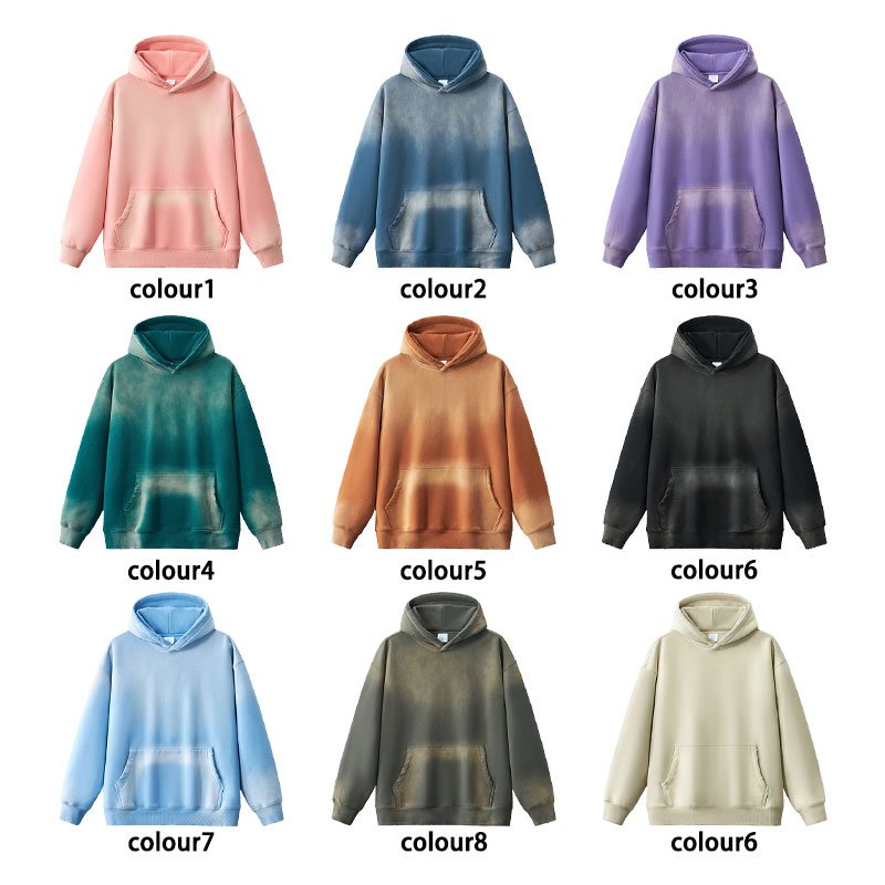 New Arrive 100%Cotton Blank Men's Hoodies Custom Logo Streetwear Oversized Acid Washed Hoodies High Quality Vintage Wash Hoodies