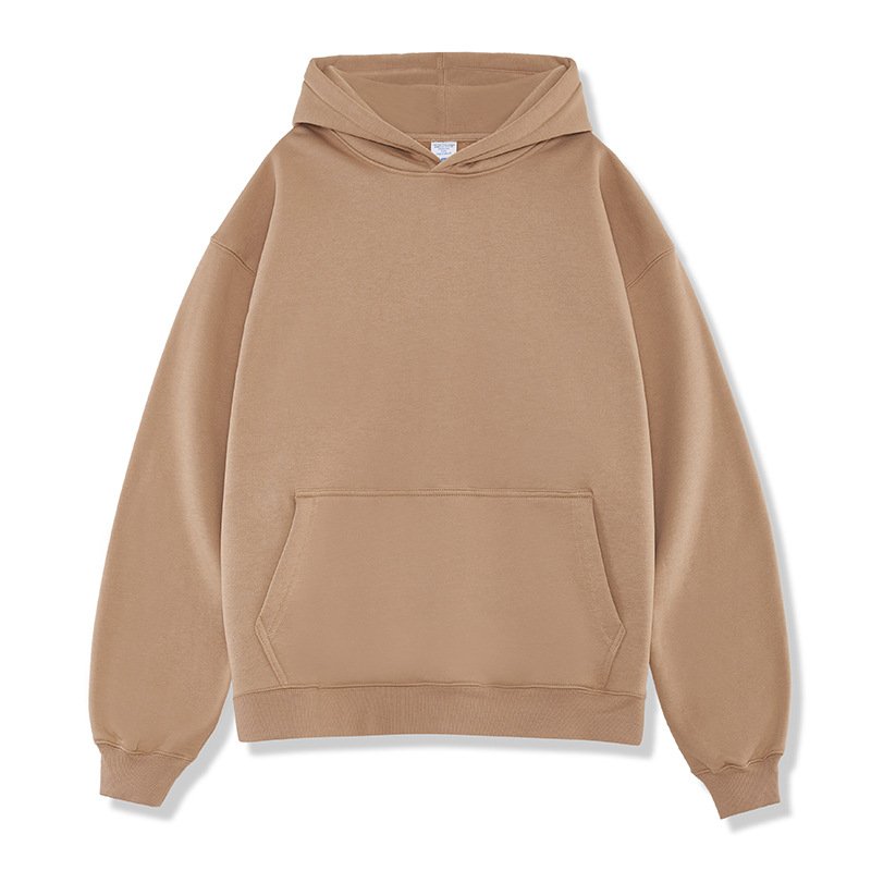 Wholesale Custom Printing Logo Oversized 390 Gsm Heavyweight Fleece No String Sweatshirt Black Blank Men's Hoodies