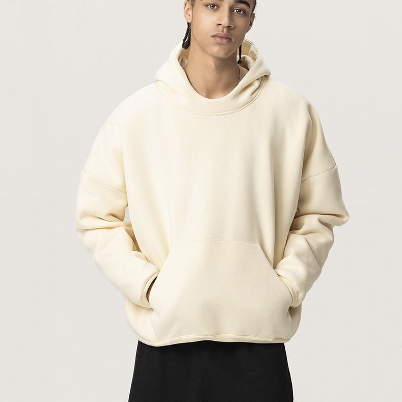 High Quality Custom Logo Cotton hooded pullover sweatshirt 600 gsm hoodie heavy fleece oversized hoodie men's hoodies H-141