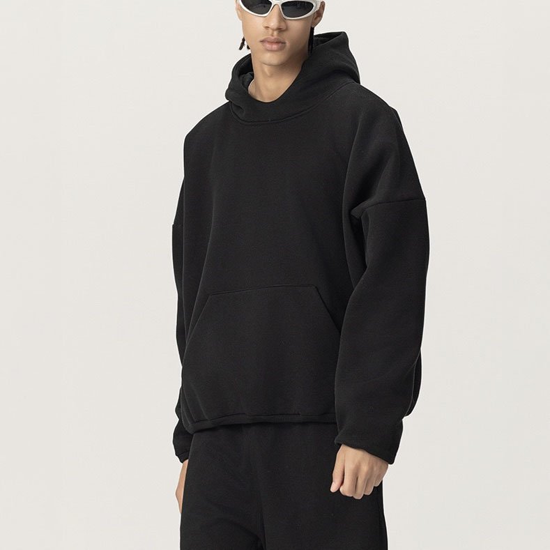 High Quality Custom Logo Cotton hooded pullover sweatshirt 600 gsm hoodie heavy fleece oversized hoodie men's hoodies H-141