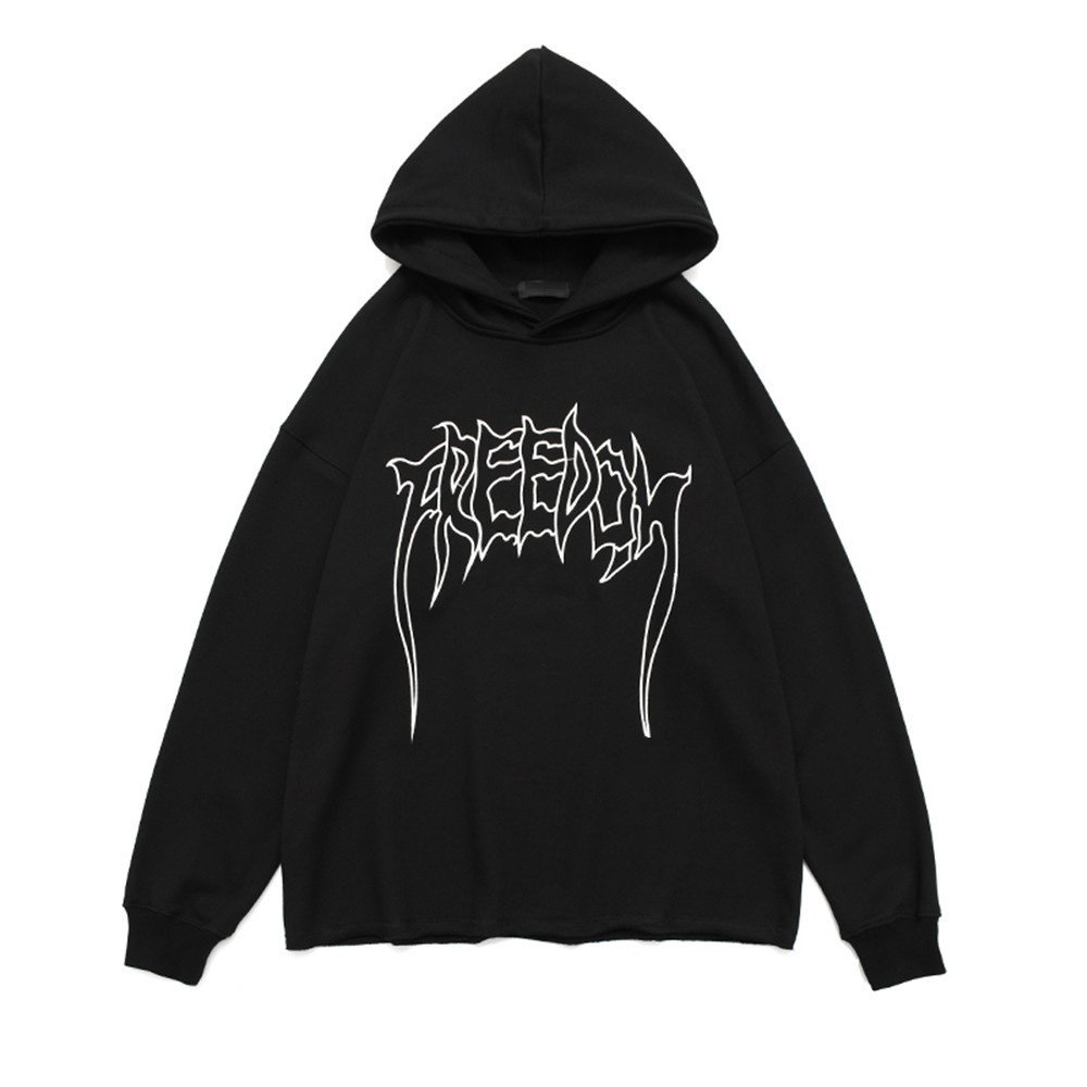Anime Print Hoodie Oversized Casual Hooded Sweatshirt Fashion Long Sleeve Pullover Hip Hop Streetwear Couple Wear