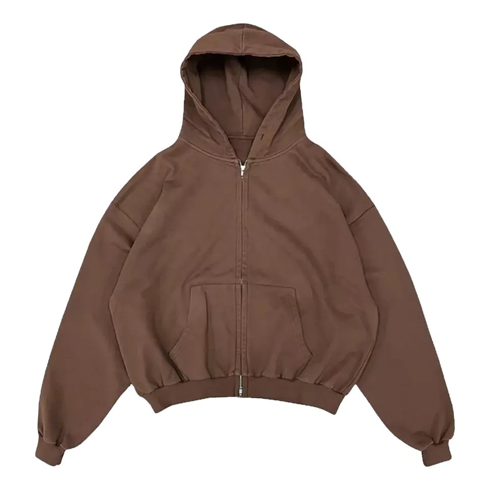Custom men's Hoodies Vintage washed zip up hoodie heavy thick cotton Boxy Hoodie Drop Shoulder