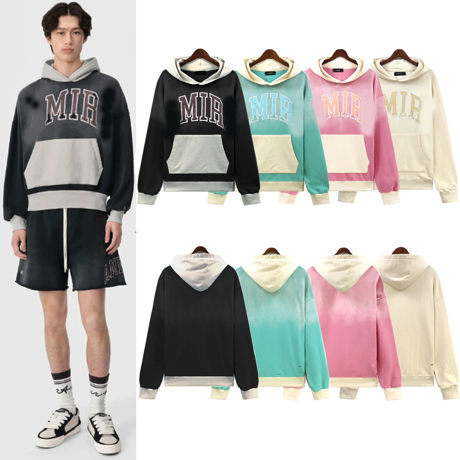 High Quality Amiry Plus Size Unisex Oversized Hoodie Heavyweight Cropped French Terry Vintage Streetwear Sweatshirt Men's Hoody