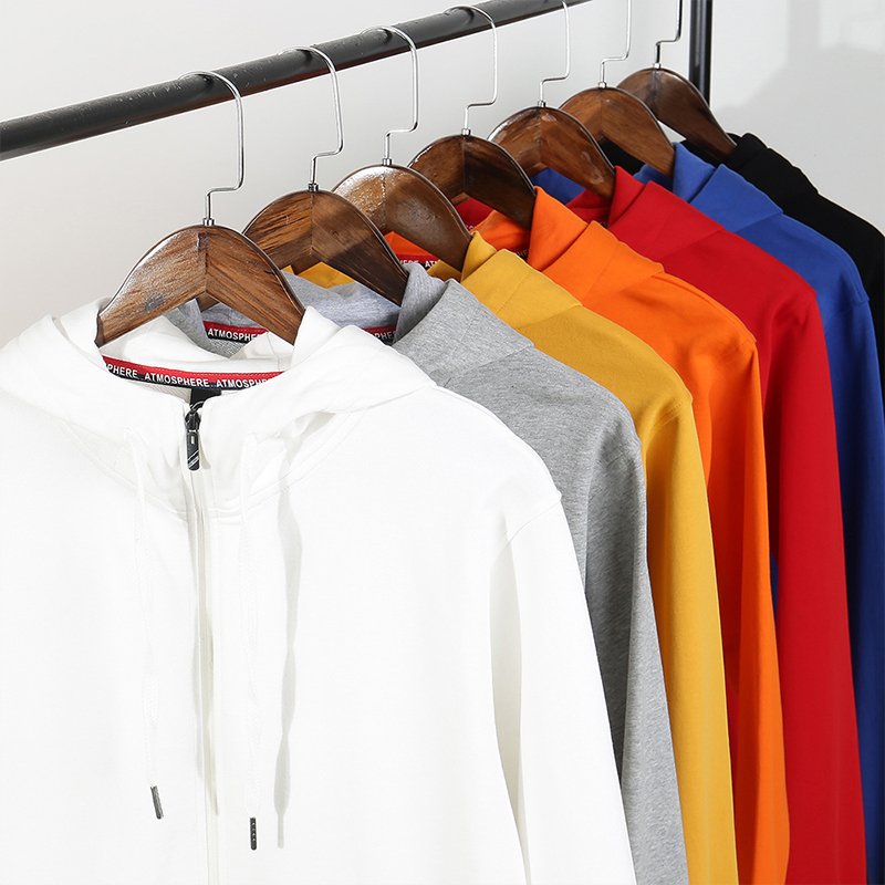 Men's Customizable Zipper Hoodie High Quality 100% Cotton French Terry Loose Casual Plain Blank Design Knitted Sweatshirt Puff