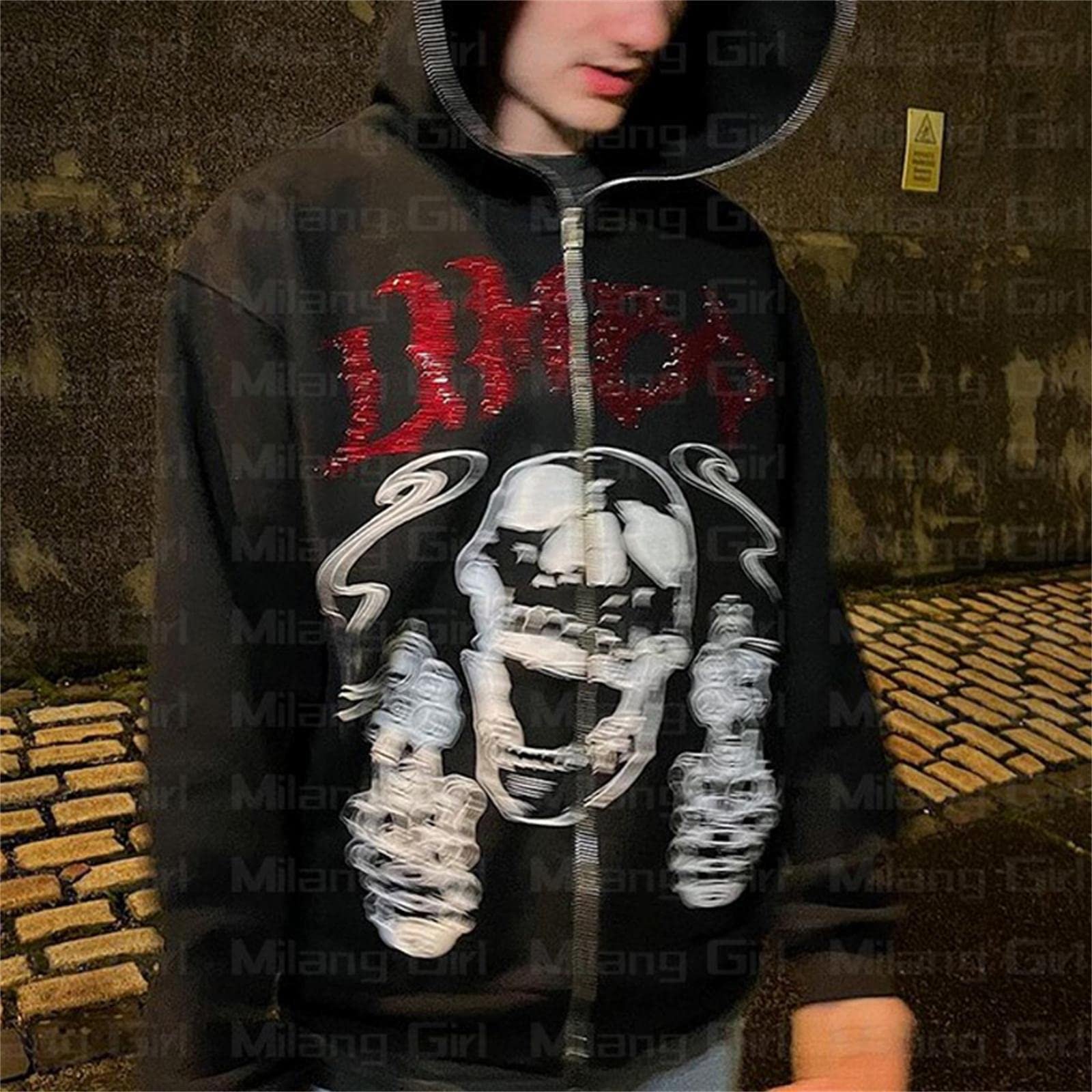 Cotton Oversize Blanks Zip Up Hoodie Custom Rhinestone Embroidery Full Face Zip Up Mens Hoodie Puff Print Full Zip Up Hoodie