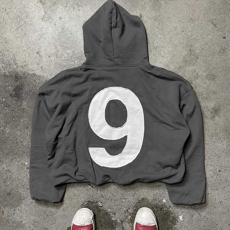 Custom Graphic 100% Cotton Heavyweight Street Wear Cropped Hoodie Men Distressed Patchwork Applique Embroidered Hoodie