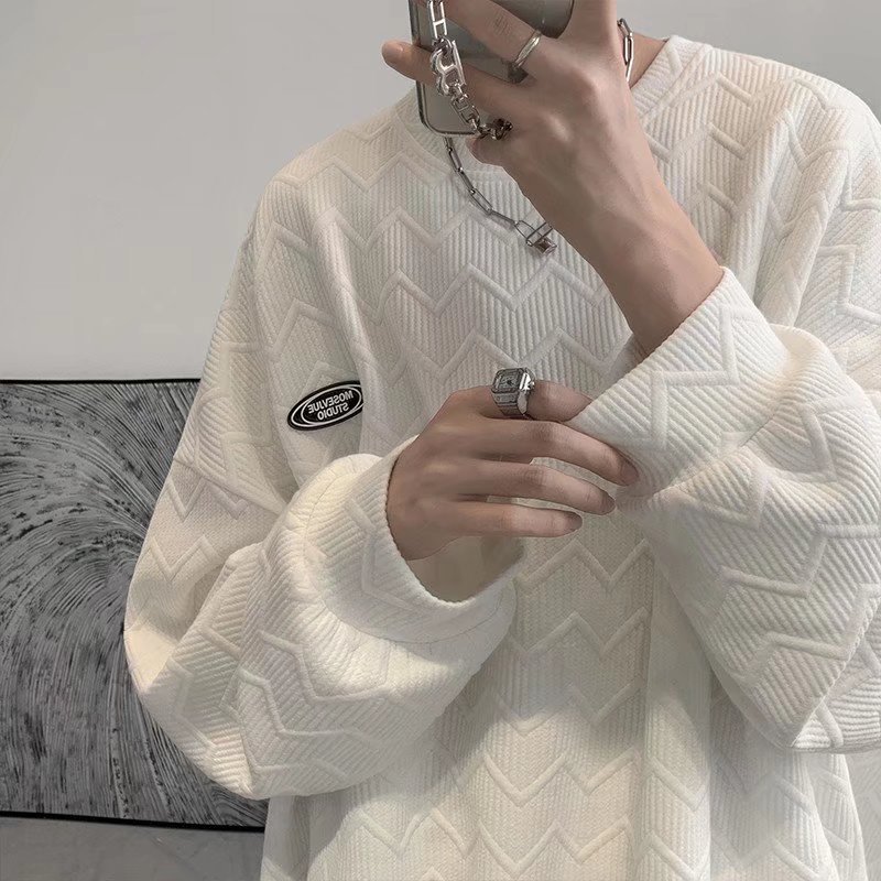 Waffle sweater men's new spring and autumn couples round neck men's shirts Men's hoodies