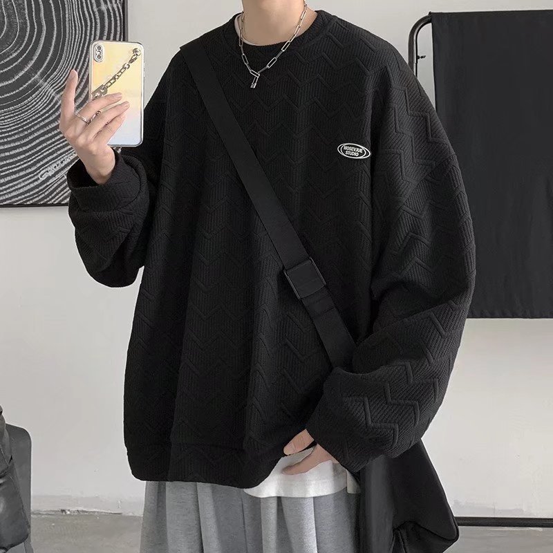 Waffle sweater men's new spring and autumn couples round neck men's shirts Men's hoodies