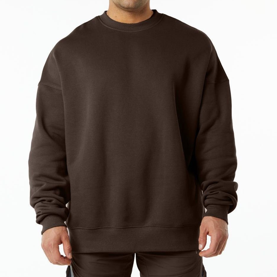 Men's Oversized Crewneck Sweatshirt Cotton-blend Streetwear Pullover Thick Loose fit Soft Basic Solid Pullover Hoodie