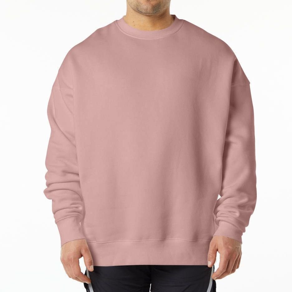 Men's Oversized Crewneck Sweatshirt Cotton-blend Streetwear Pullover Thick Loose fit Soft Basic Solid Pullover Hoodie