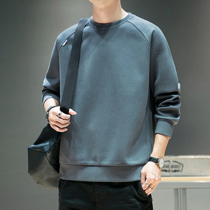 Autumn fashionable hot selling loose-fitting casual solid color round neck comfortable breathable long sleeve Men's Sweatshirt