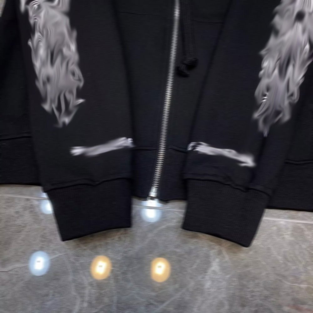 2024 The latest designer brand Heart Chrome classic horseshoe cross Sanskrit large flower arm zipper hoodie