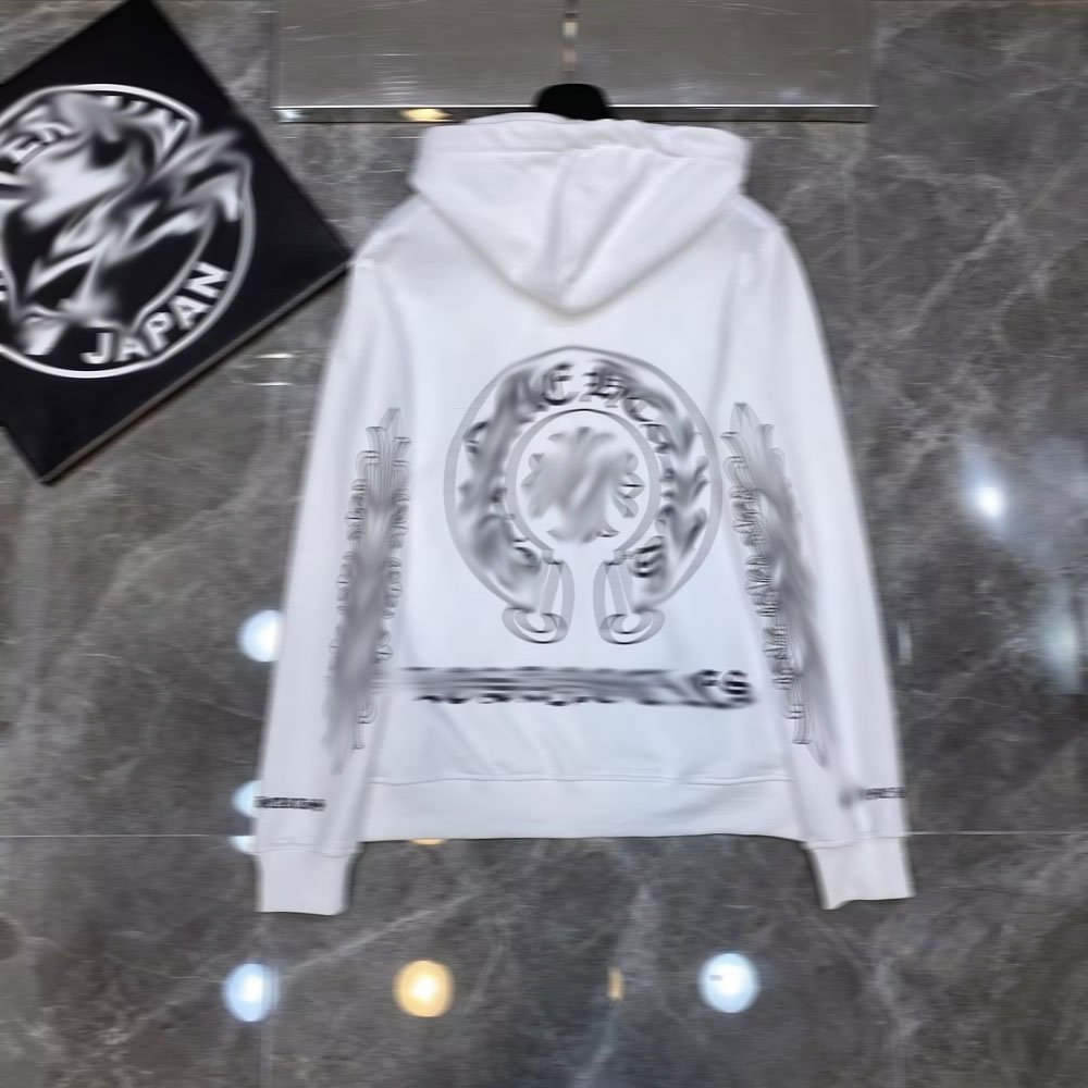 2024 The latest designer brand Heart Chrome classic horseshoe cross Sanskrit large flower arm zipper hoodie