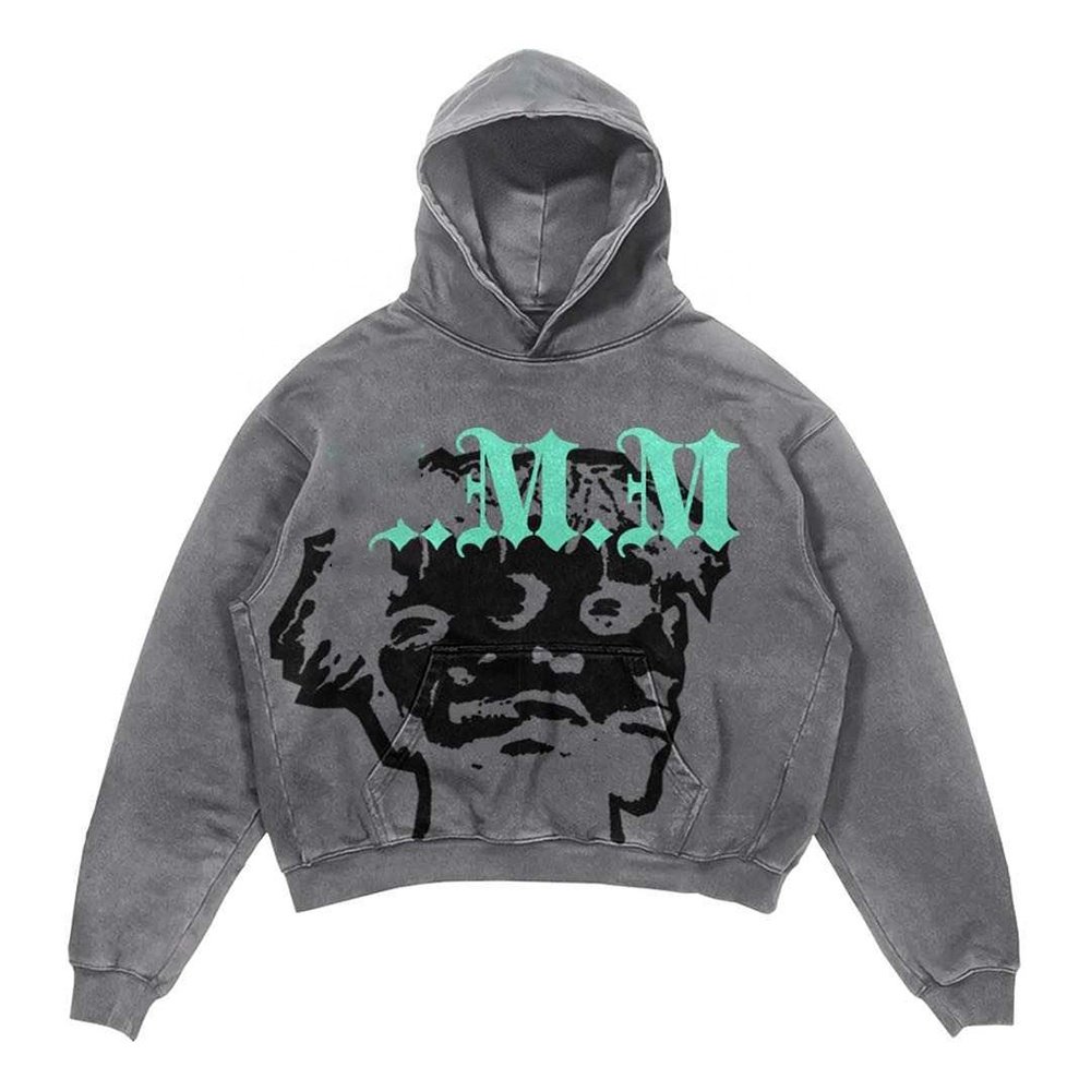 Streetwear Heavyweight Cotton Oversized Terry Hoodies Luxury Dtg Printing Sweatshirts Custom logo Stone Acid Wash Men's Hoodies